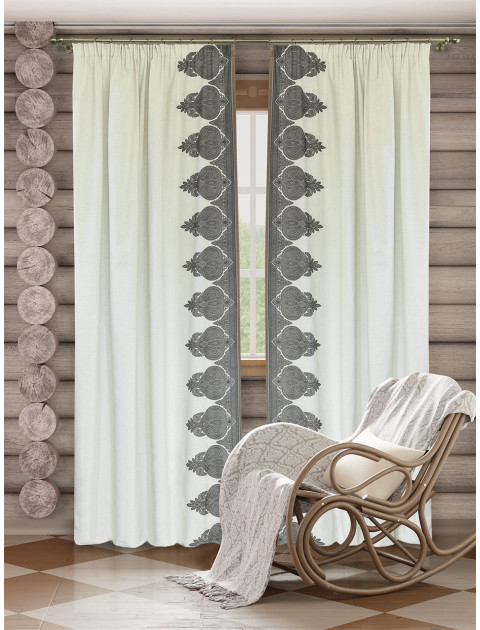 Комплект штор Намаскар полулен серо-бежевый светло-коричневый
