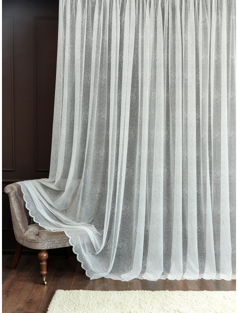 Тюль сетка Жаккард Gumus718vecru молочный