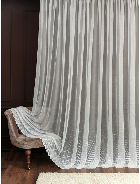 Тюль сетка Жаккард Gumus726vecru молочный