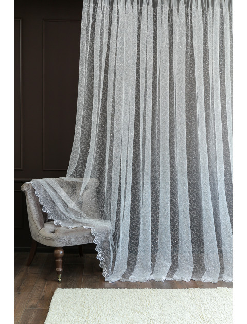 Тюль сетка-вышивка 17059v2538 белый серебристый