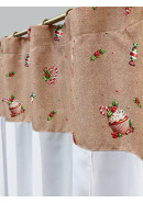 Тюль экран Новогодние кексы габардин бежево-коричневый красный зеленый Тюль экран Новогодние кексы габардин бежево-коричневый красный зеленый