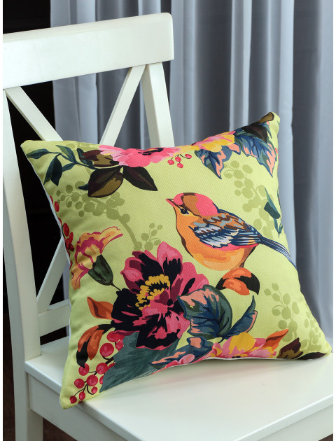 Наволочка декоративная Птицы хлопок синий розовый фисташковый