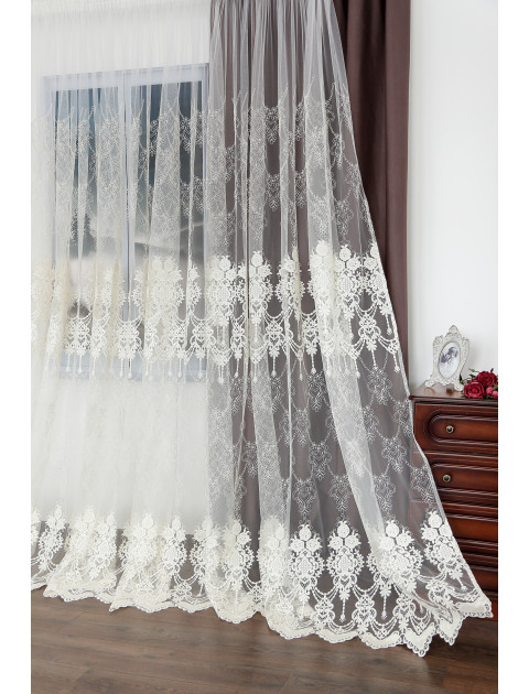 Тюль Сетка-Вышивка Luxe CB VKK 16121 v 152, молочный