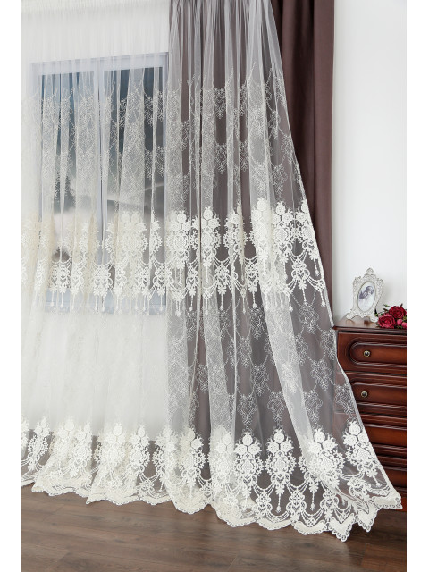 Тюль Сетка-Вышивка Luxe CB VKK 16121 v 152, молочный