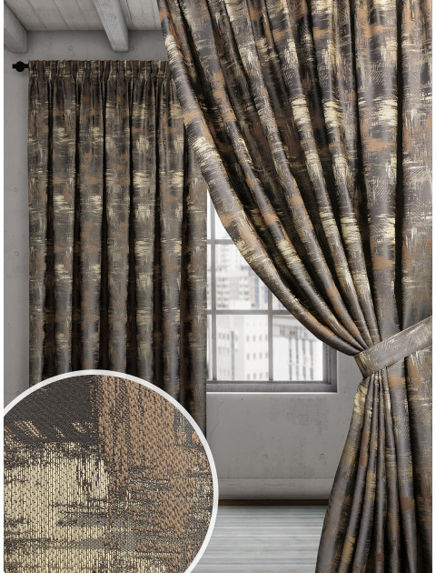 Комплект жаккардовых штор Вивальди Italyav1462 золотистый темный серо-коричневый