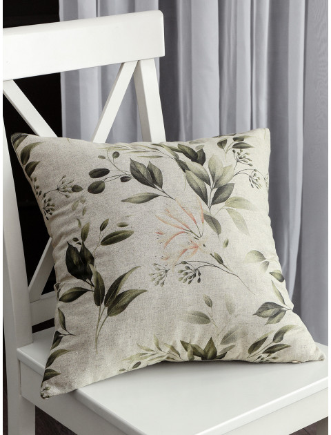 Наволочка декоративная Зеленый ветер темно-зеленый персиковый серо-бежевый