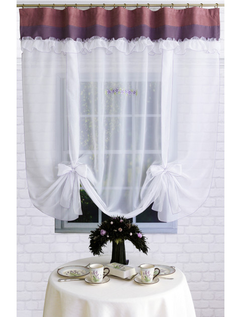 Тюль Ника-2 манжет цветочный венок лавандовый