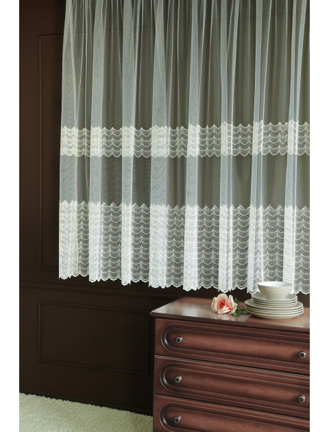 Тюль сетка-вышивка 708087 v 1, молочный