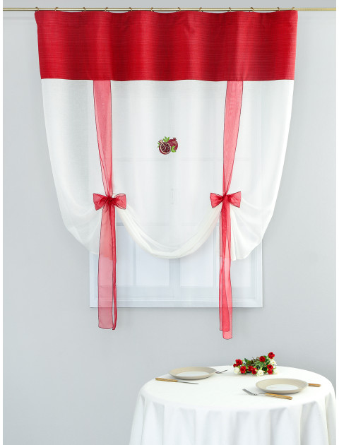 Тюль-экран Гранат 32001v1 белый бордовый