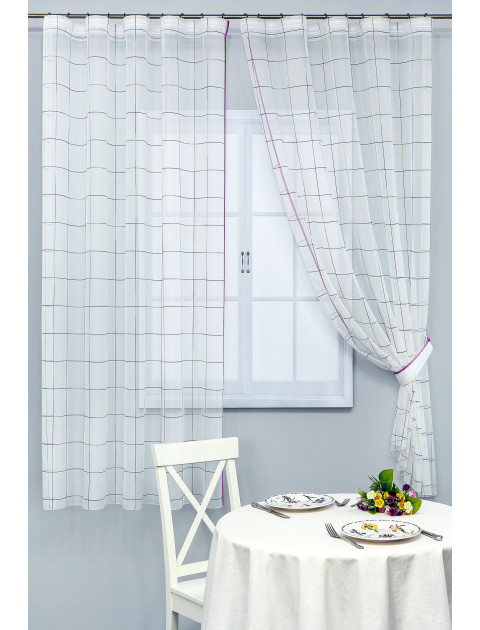 Тюль сетка Shelli клетка TDB4754v0101 белый мульти