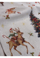 Дорожка декоративная Елка с бантами лен серо-бежевый Дорожка декоративная Елка с бантами лен серо-бежевый